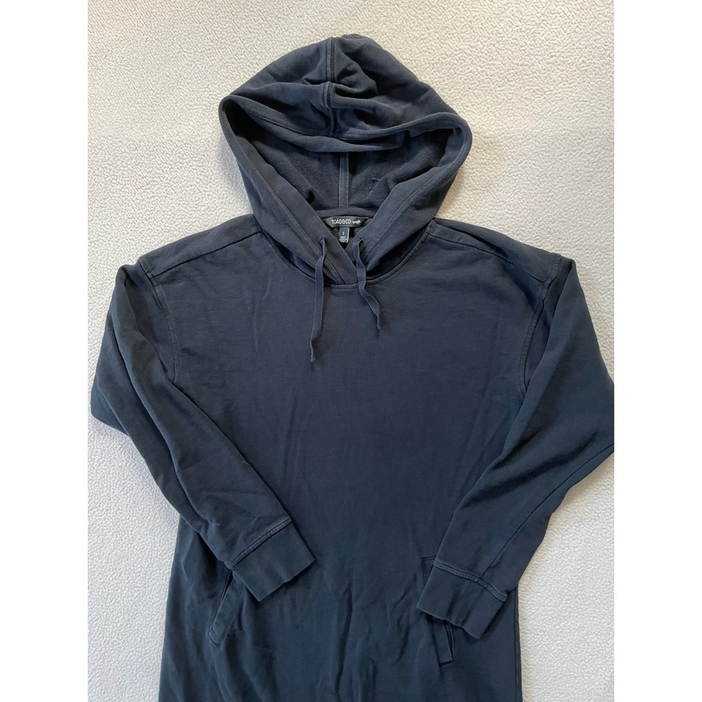 Toad&Co Womens Small Hoodie Dress Navy Long Sleeve Pockets Pullover Mini Boho - Picture 11 of 16
